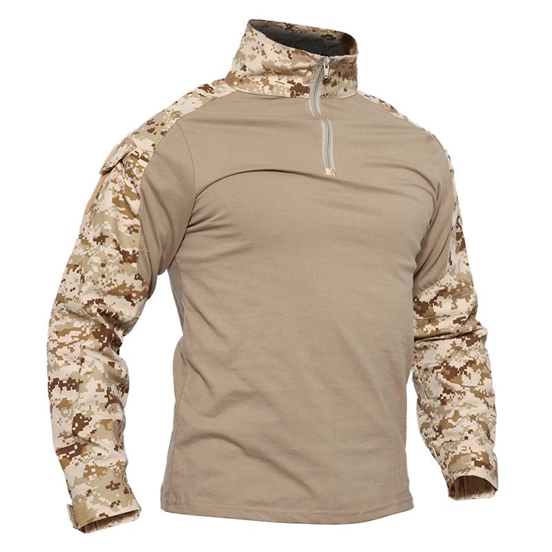 T-shirts Men Camouflage Tactical Combat T-shirts Long Sleeve Military Army tshirts Multicam Airsoft Paintball Top Tees - TRENTON TOWERS FEDERAL LLC