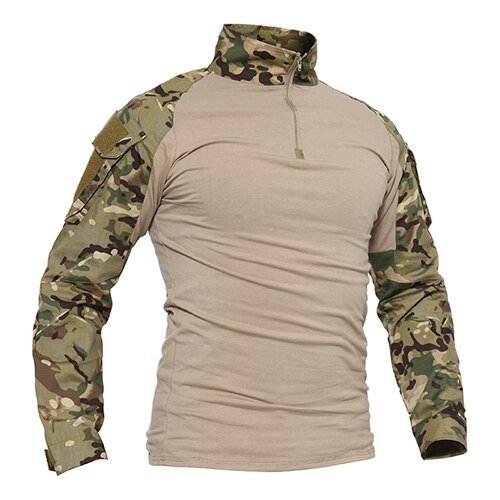 T-shirts Men Camouflage Tactical Combat T-shirts Long Sleeve Military Army tshirts Multicam Airsoft Paintball Top Tees - TRENTON TOWERS FEDERAL LLC