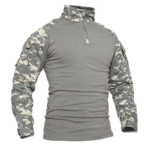 T-shirts Men Camouflage Tactical Combat T-shirts Long Sleeve Military Army tshirts Multicam Airsoft Paintball Top Tees - TRENTON TOWERS FEDERAL LLC